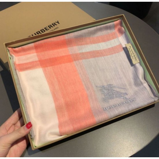 Fake Burberry Check Cashmere Silk Shawl 80 x 200 Orange Replica