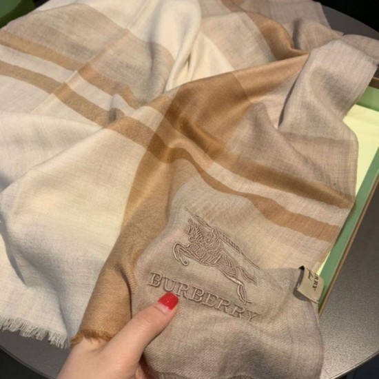 Replica Burberry Check Cashmere Silk Shawl 80 x 200 Brown