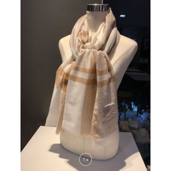Replica Burberry Check Cashmere Silk Shawl 80 x 200 Brown