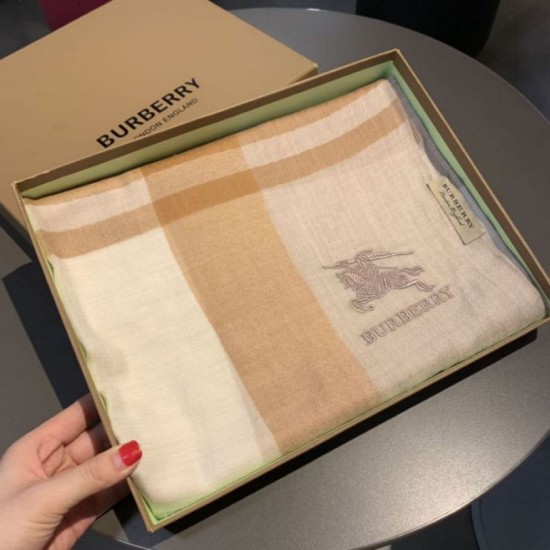 Replica Burberry Check Cashmere Silk Shawl 80 x 200 Brown