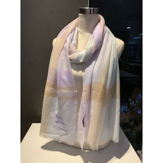 Replica Burberry Check Cashmere Silk Shawl 80 x 200 White