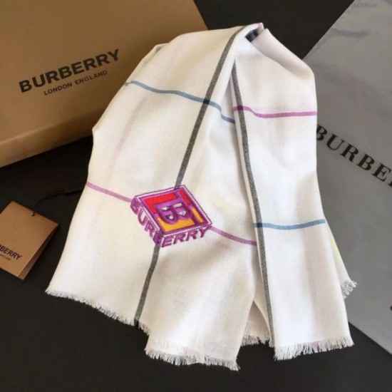 Replica Burberry TB Limited Edition Cashmere Shawl 80 x 200 White