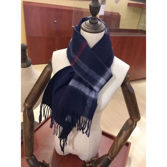 Replica Burberry Classic Double-Faced Cashmere Scarf 30 x 168 Dark Blue
