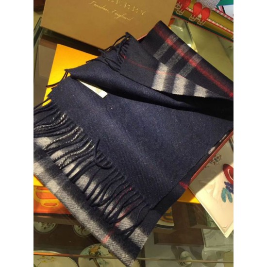 Replica Burberry Classic Double-Faced Cashmere Scarf 30 x 168 Dark Blue