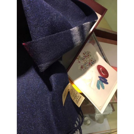 Replica Burberry Classic Double-Faced Cashmere Scarf 30 x 168 Dark Blue