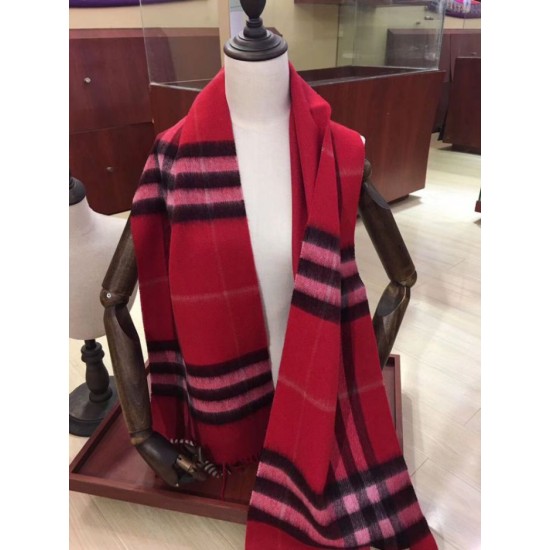 Fake Burberry Classic Double-Faced Cashmere Scarf 30 x 168 Red Replica