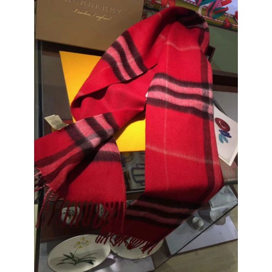 Fake Burberry Classic Double-Faced Cashmere Scarf 30 x 168 Red Replica