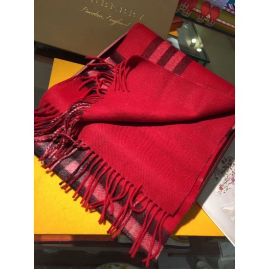 Fake Burberry Classic Double-Faced Cashmere Scarf 30 x 168 Red Replica