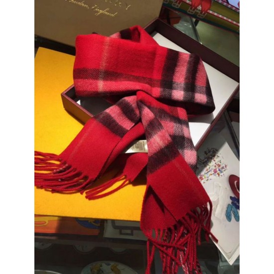 Fake Burberry Classic Double-Faced Cashmere Scarf 30 x 168 Red Replica