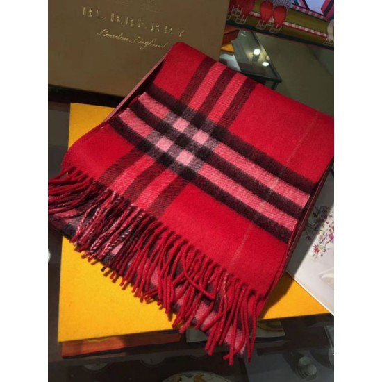 Fake Burberry Classic Double-Faced Cashmere Scarf 30 x 168 Red Replica