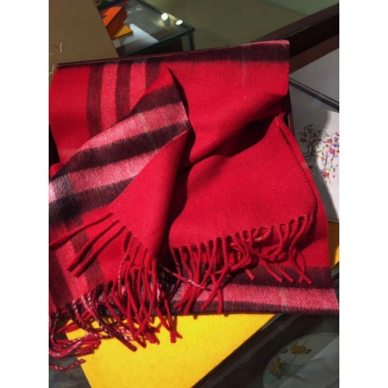 Fake Burberry Classic Double-Faced Cashmere Scarf 30 x 168 Red Replica
