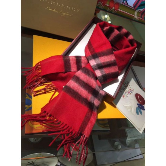 Fake Burberry Classic Double-Faced Cashmere Scarf 30 x 168 Red Replica