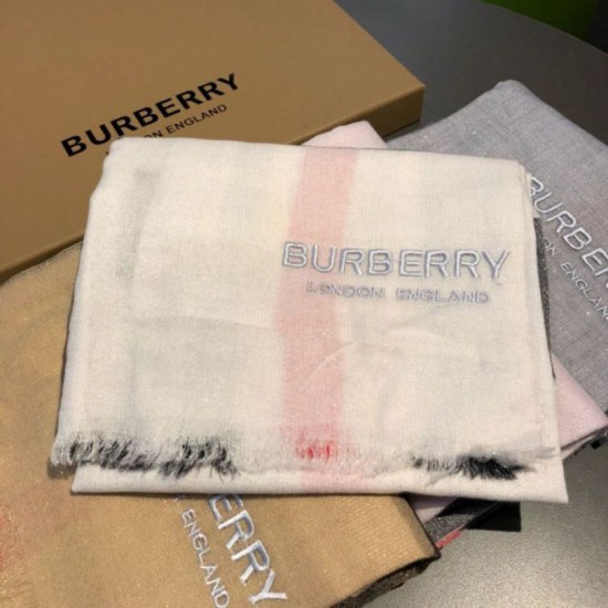 Fake Burberry Classic Check Cashmere Shawl 75 x 205 White Replica