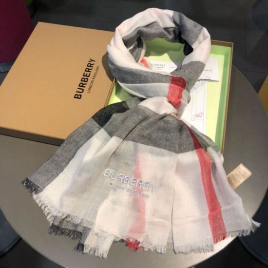 Fake Burberry Classic Check Cashmere Shawl 75 x 205 White Replica