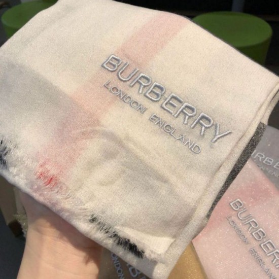 Fake Burberry Classic Check Cashmere Shawl 75 x 205 White Replica