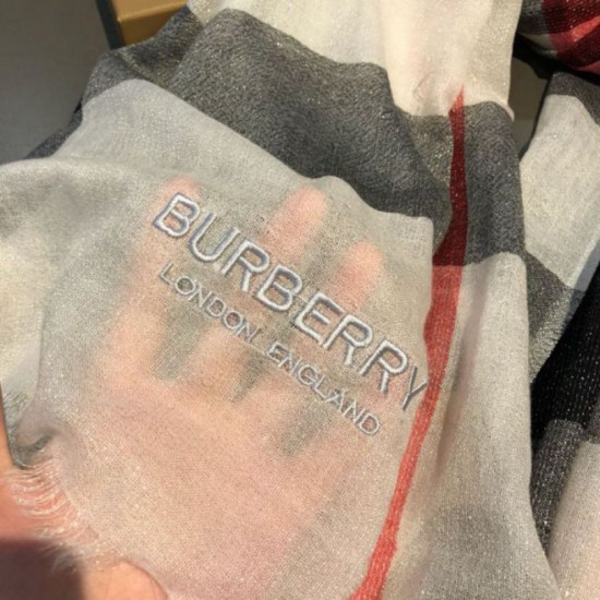 Fake Burberry Classic Check Cashmere Shawl 75 x 205 White Replica