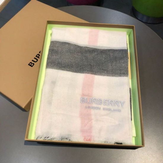 Fake Burberry Classic Check Cashmere Shawl 75 x 205 White Replica