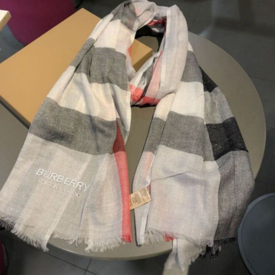 Replica Burberry Classic Check Cashmere Shawl 75 x 205 Gray