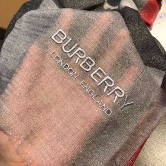 Replica Burberry Classic Check Cashmere Shawl 75 x 205 Gray