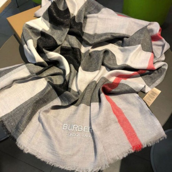 Replica Burberry Classic Check Cashmere Shawl 75 x 205 Gray