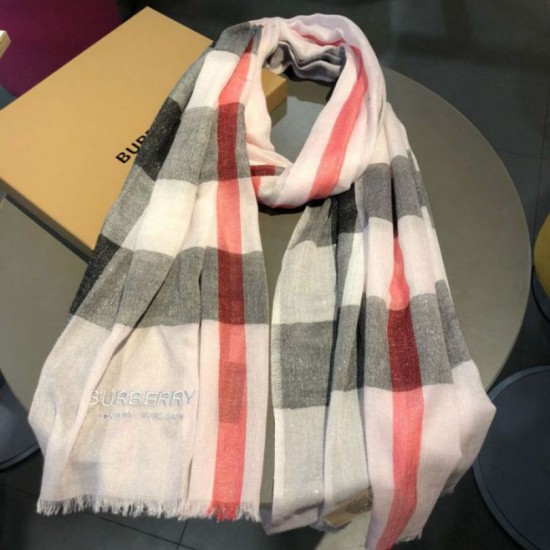 Replica Burberry Classic Check Cashmere Shawl 75 x 205 Pink