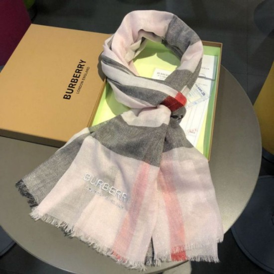 Replica Burberry Classic Check Cashmere Shawl 75 x 205 Pink