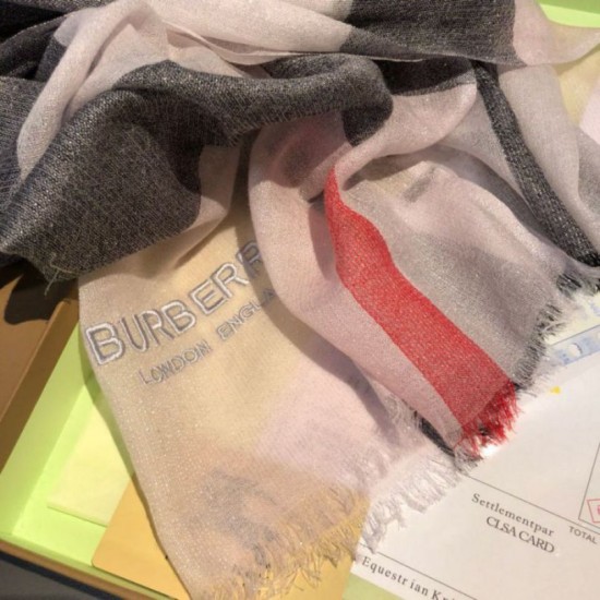 Replica Burberry Classic Check Cashmere Shawl 75 x 205 Pink