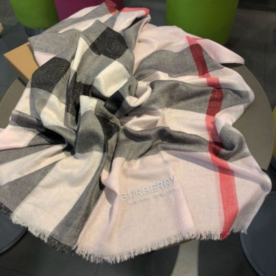 Replica Burberry Classic Check Cashmere Shawl 75 x 205 Pink