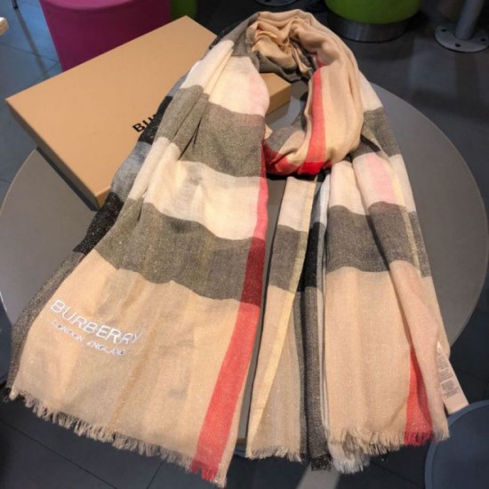 Fake Burberry Classic Check Cashmere Shawl 75 x 205 Apricot Replica