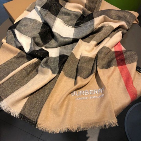 Fake Burberry Classic Check Cashmere Shawl 75 x 205 Apricot Replica