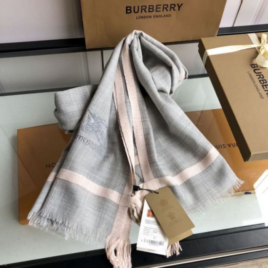 Replica Burberry Cashmere Solid Color Thin Schawl 80 x 200 Gray