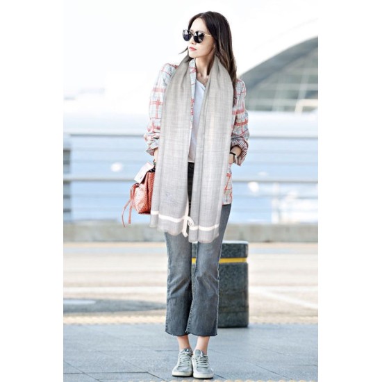 Replica Burberry Cashmere Solid Color Thin Schawl 80 x 200 Gray