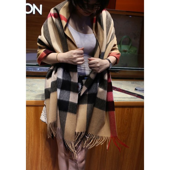 Fake Burberry Classic Check Cashmere Shawl 70 x 200 Brown Replica