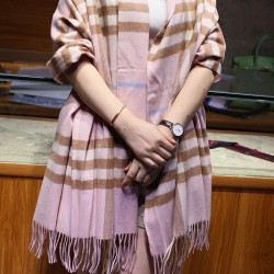 Replica Burberry Classic Check Cashmere Shawl 70 x 200 Pink