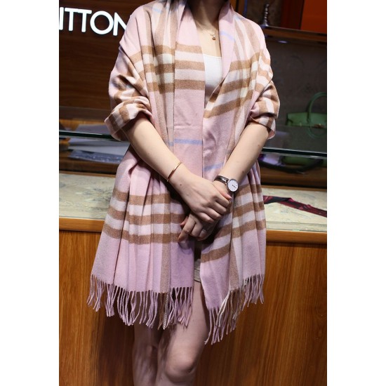 Replica Burberry Classic Check Cashmere Shawl 70 x 200 Pink