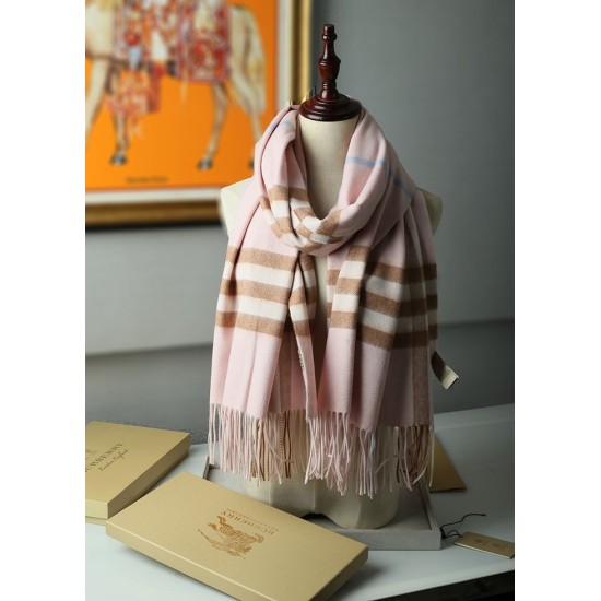 Replica Burberry Classic Check Cashmere Shawl 70 x 200 Pink