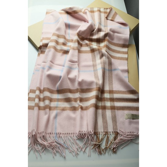 Replica Burberry Classic Check Cashmere Shawl 70 x 200 Pink