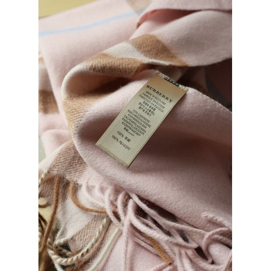 Replica Burberry Classic Check Cashmere Shawl 70 x 200 Pink
