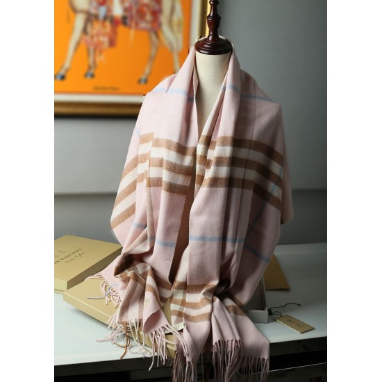 Replica Burberry Classic Check Cashmere Shawl 70 x 200 Pink