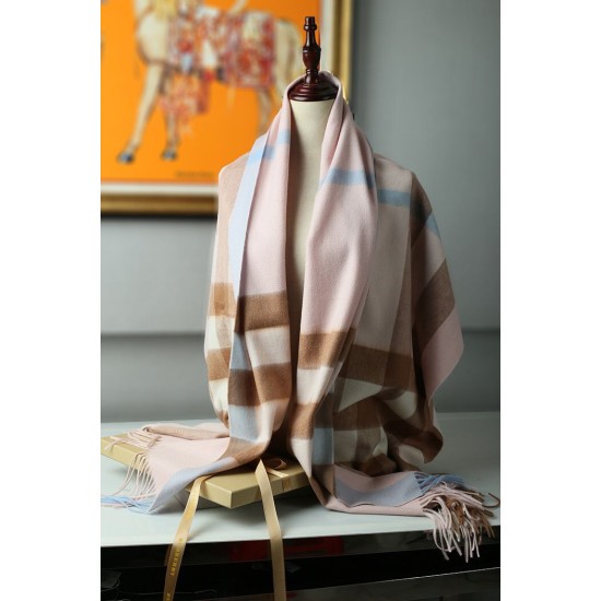 Fake Burberry Classic Check Cashmere Shawl 70 x 200 Apricot Replica