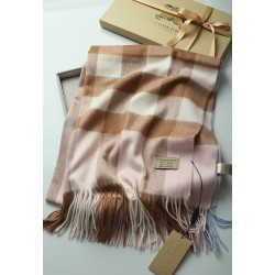 Fake Burberry Classic Check Cashmere Shawl 70 x 200 Apricot Replica