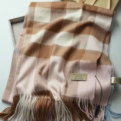 Fake Burberry Classic Check Cashmere Shawl 70 x 200 Apricot Replica