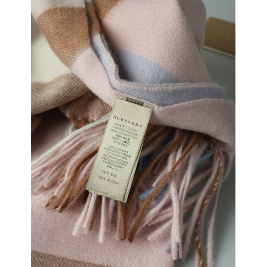 Fake Burberry Classic Check Cashmere Shawl 70 x 200 Apricot Replica