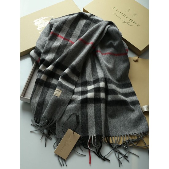 Fake Burberry Classic Check Cashmere Shawl 70 x 200 Gray Replica