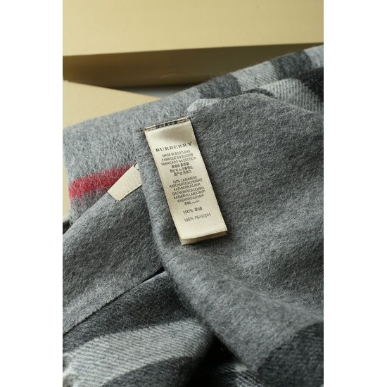 Fake Burberry Classic Check Cashmere Shawl 70 x 200 Gray Replica