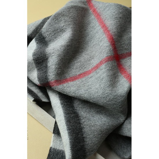 Fake Burberry Classic Check Cashmere Shawl 70 x 200 Gray Replica