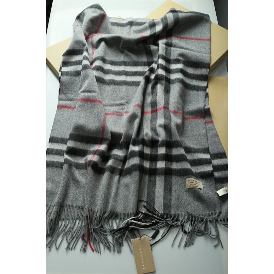 Fake Burberry Classic Check Cashmere Shawl 70 x 200 Gray Replica