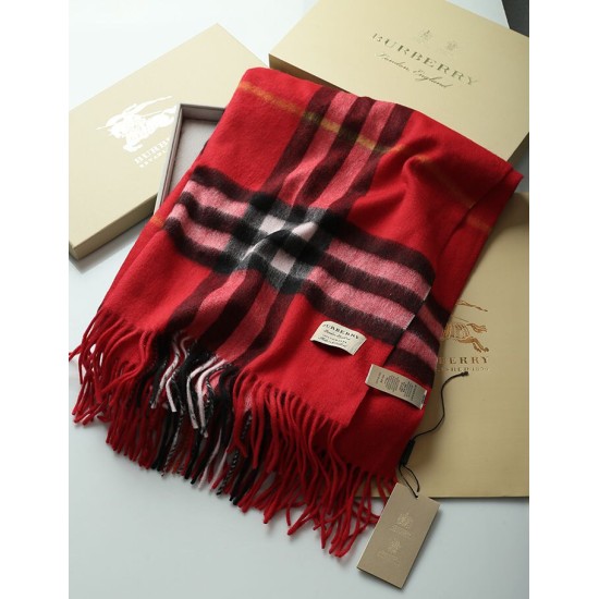 Replica Burberry Classic Check Cashmere Shawl 70 x 200 Red