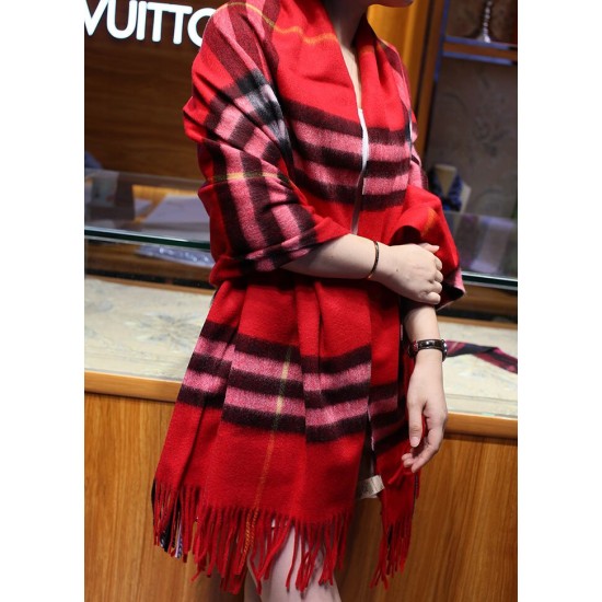 Replica Burberry Classic Check Cashmere Shawl 70 x 200 Red