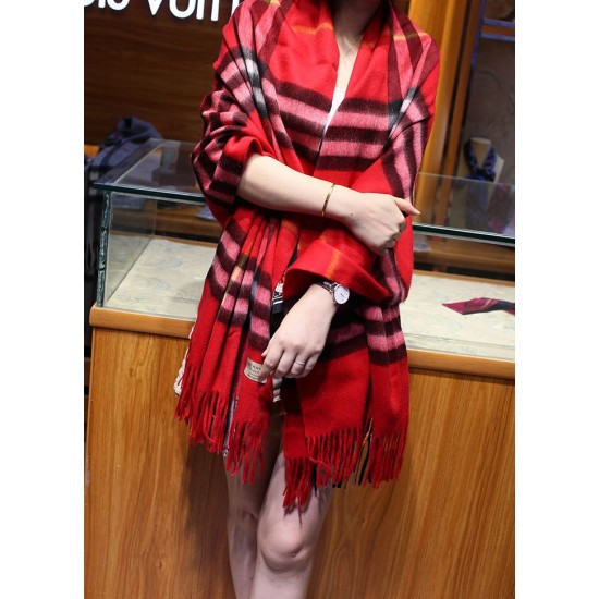 Replica Burberry Classic Check Cashmere Shawl 70 x 200 Red